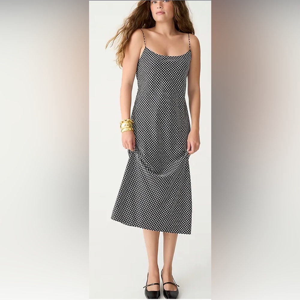 New JCrew Gwyneth luster charmeuse slip dress in tiny dot print